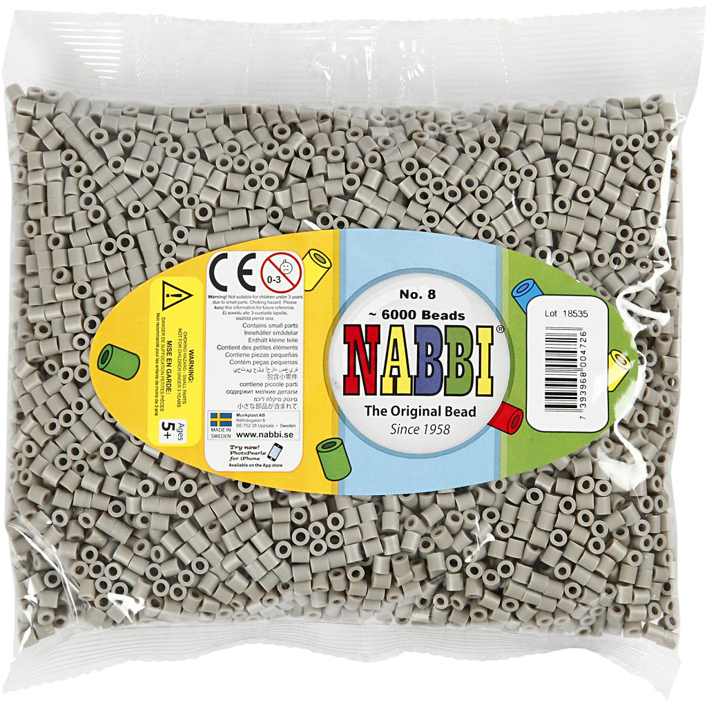 PhotoPearls, misura 5x5 mm, misura buco 2,5 mm, medium, color cenere (8), 6000 pz/ 1 conf. [HOB-75508]