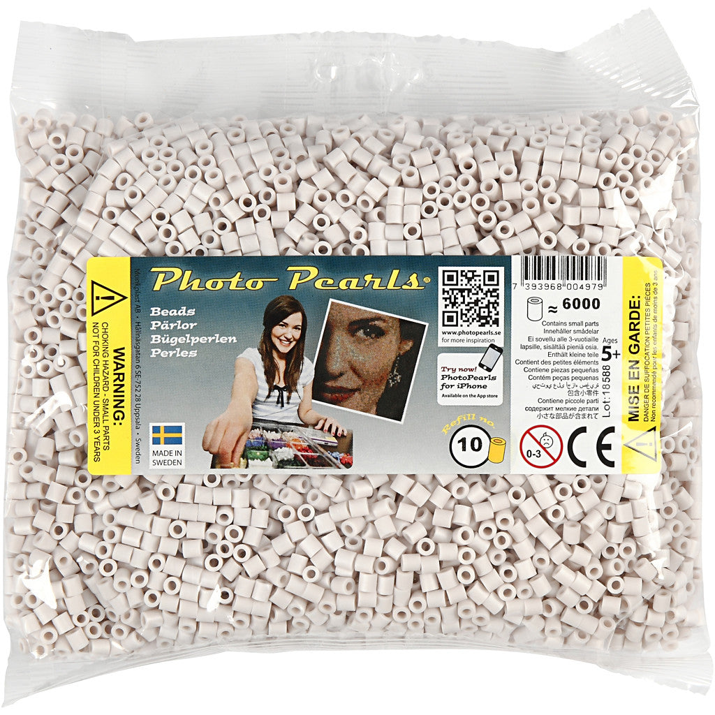PhotoPearls, misura 5x5 mm, misura buco 2,5 mm, medium, grigio chiaro (10), 6000 pz/ 1 conf. [HOB-75510]