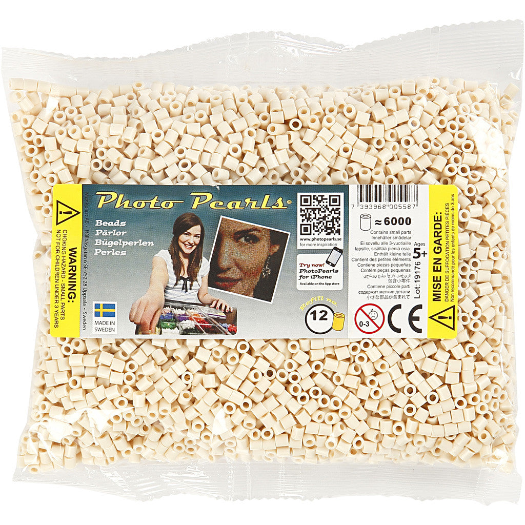 PhotoPearls, misura 5x5 mm, misura buco 2,5 mm, medium, beige chiaro (12), 6000 pz/ 1 conf. [HOB-75512]