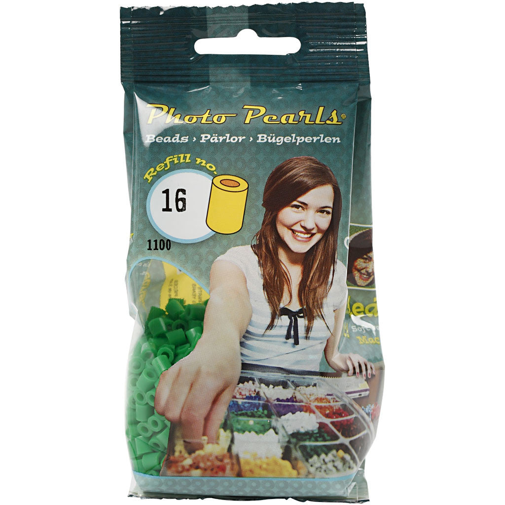 PhotoPearls, misura 5x5 mm, misura buco 2,5 mm, medium, verde (16), 1100 pz/ 1 conf. [HOB-755160]