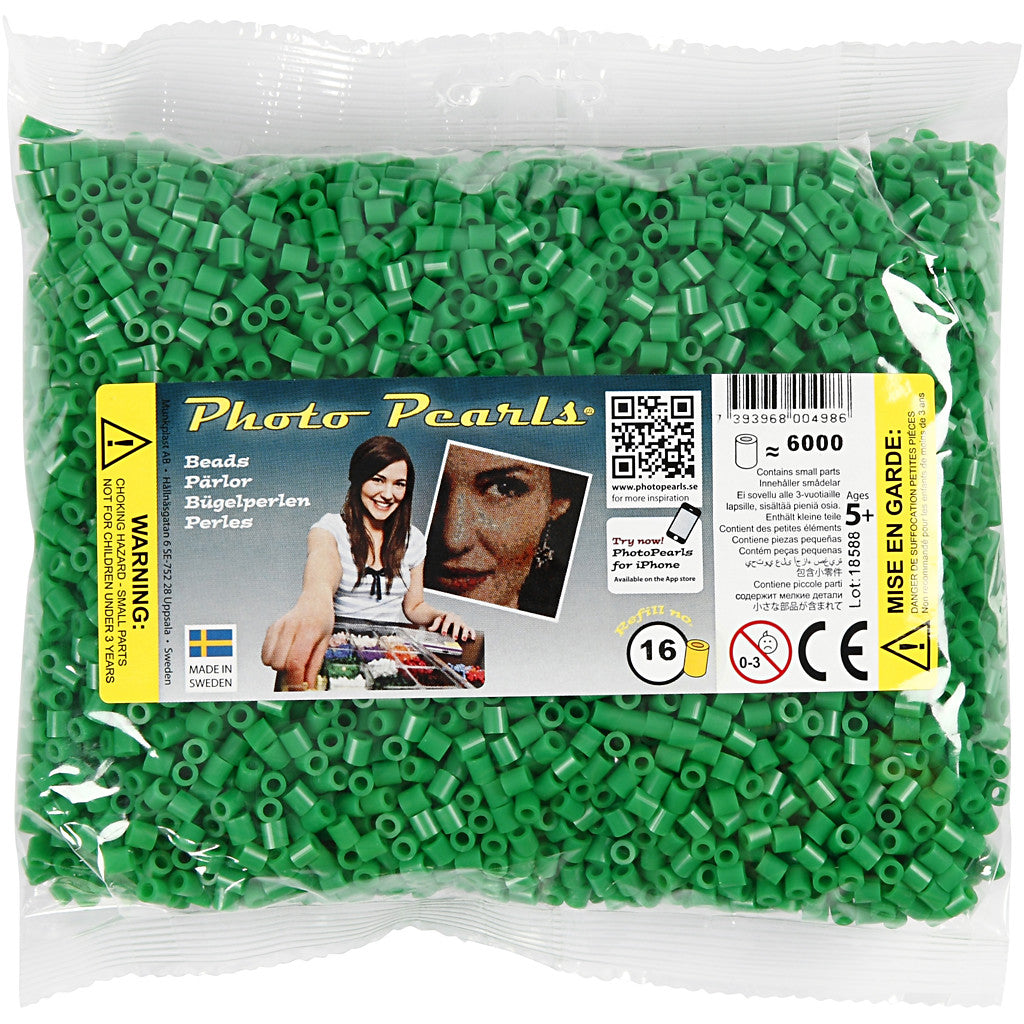 PhotoPearls, misura 5x5 mm, misura buco 2,5 mm, medium, verde (16), 6000 pz/ 1 conf. [HOB-75516]