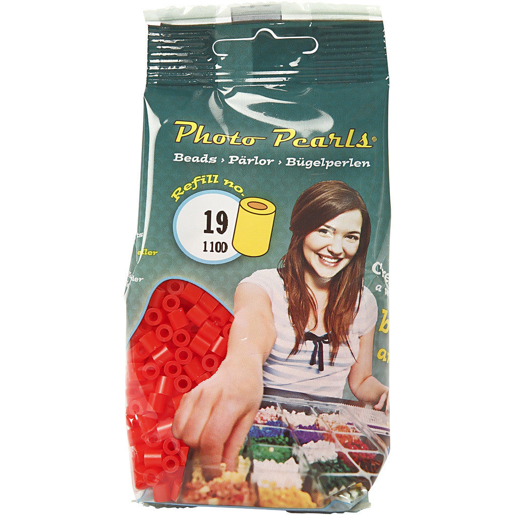 PhotoPearls, misura 5x5 mm, misura buco 2,5 mm, medium, rosso (19), 1100 pz/ 1 conf. [HOB-755190]