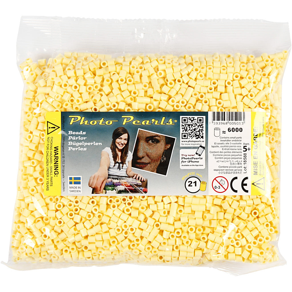 PhotoPearls, misura 5x5 mm, misura buco 2,5 mm, medium, giallo chiaro (21), 6000 pz/ 1 conf. [HOB-75521]