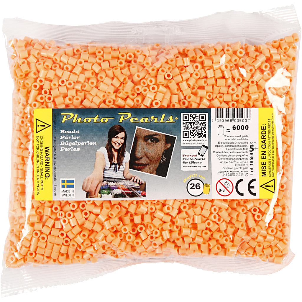 PhotoPearls, misura 5x5 mm, misura buco 2,5 mm, medium, arancio chiaro (26), 6000 pz/ 1 conf. [HOB-75526]