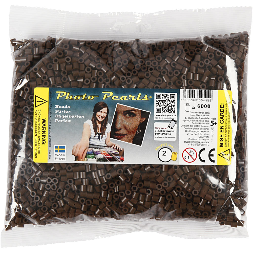 PhotoPearls, misura 5x5 mm, misura buco 2,5 mm, medium, marrone scuro (2), 6000 pz/ 1 conf. [HOB-75552]