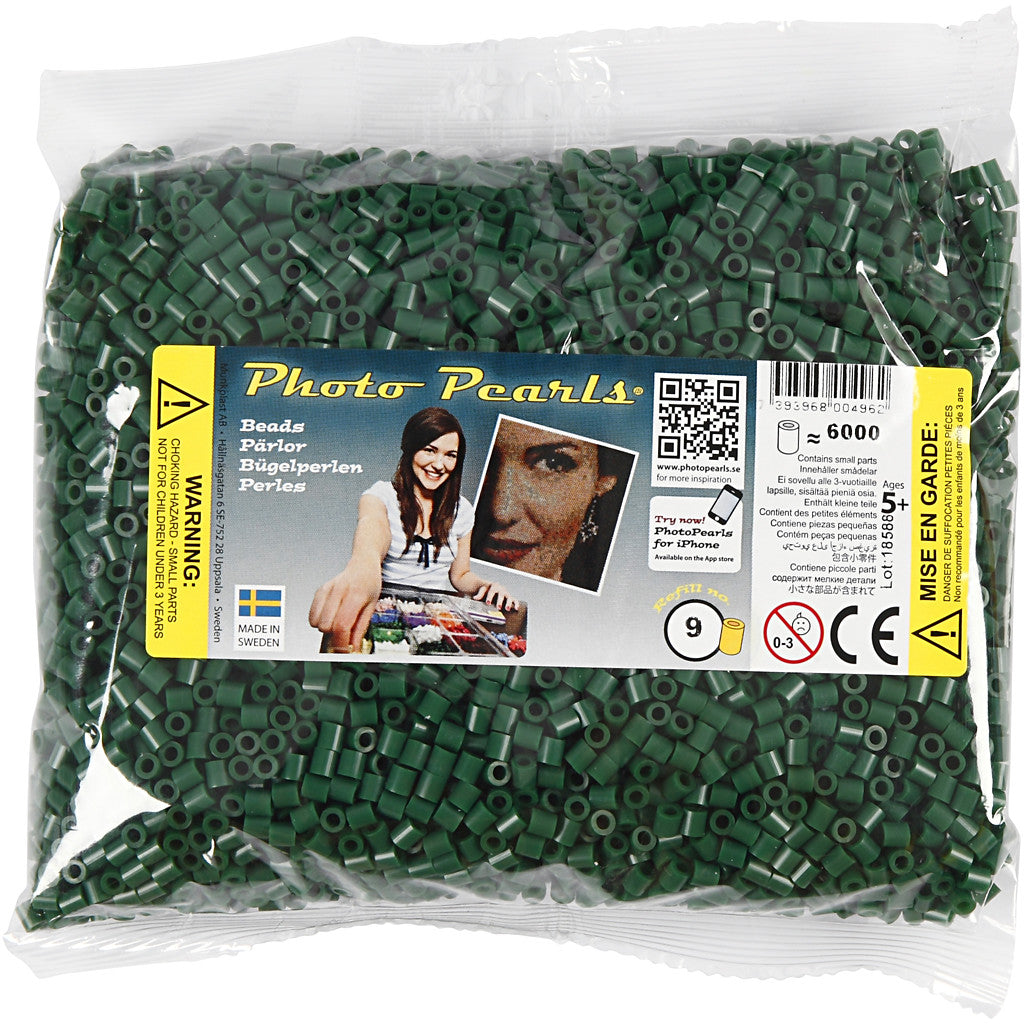 PhotoPearls, misura 5x5 mm, misura buco 2,5 mm, medium, verde scuro (9), 6000 pz/ 1 conf. [HOB-75559]