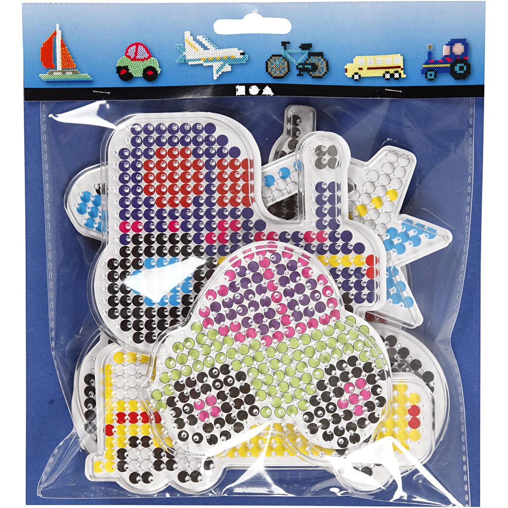 Pannello a pioli, auto, aeroplano, nave, trattore, autobus e bicicletta, misura 9x9,5+11x16 cm, medium, 6 pz/ 1 conf. [HOB-75593]