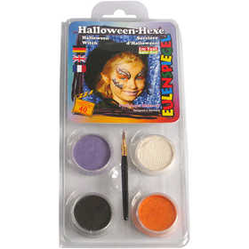 Pittura facciale Eulenspiegel - set tema, strega di halloween, colori asst., 1 set [HOB-76108]