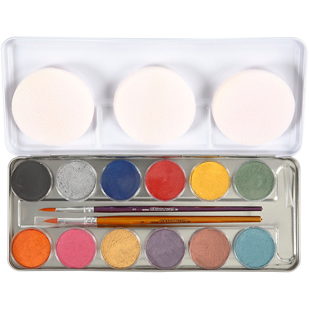 Water-Based Face Paint, white, 12 colour/ 1 set