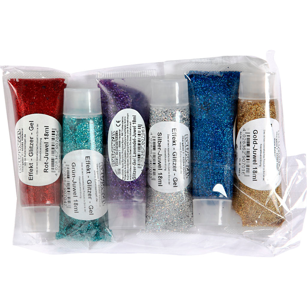 Glitter gel, colori asst., 6x18 ml/ 1 conf. [HOB-76142]