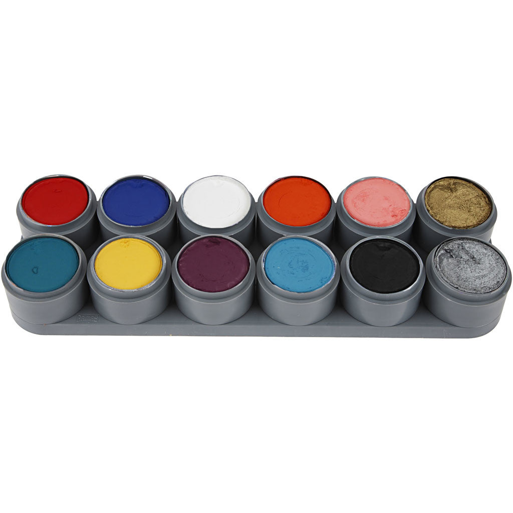 Tavolozza trucco viso a base d'acqua, colori asst., 12x15 ml/ 1 pz [HOB-77003]