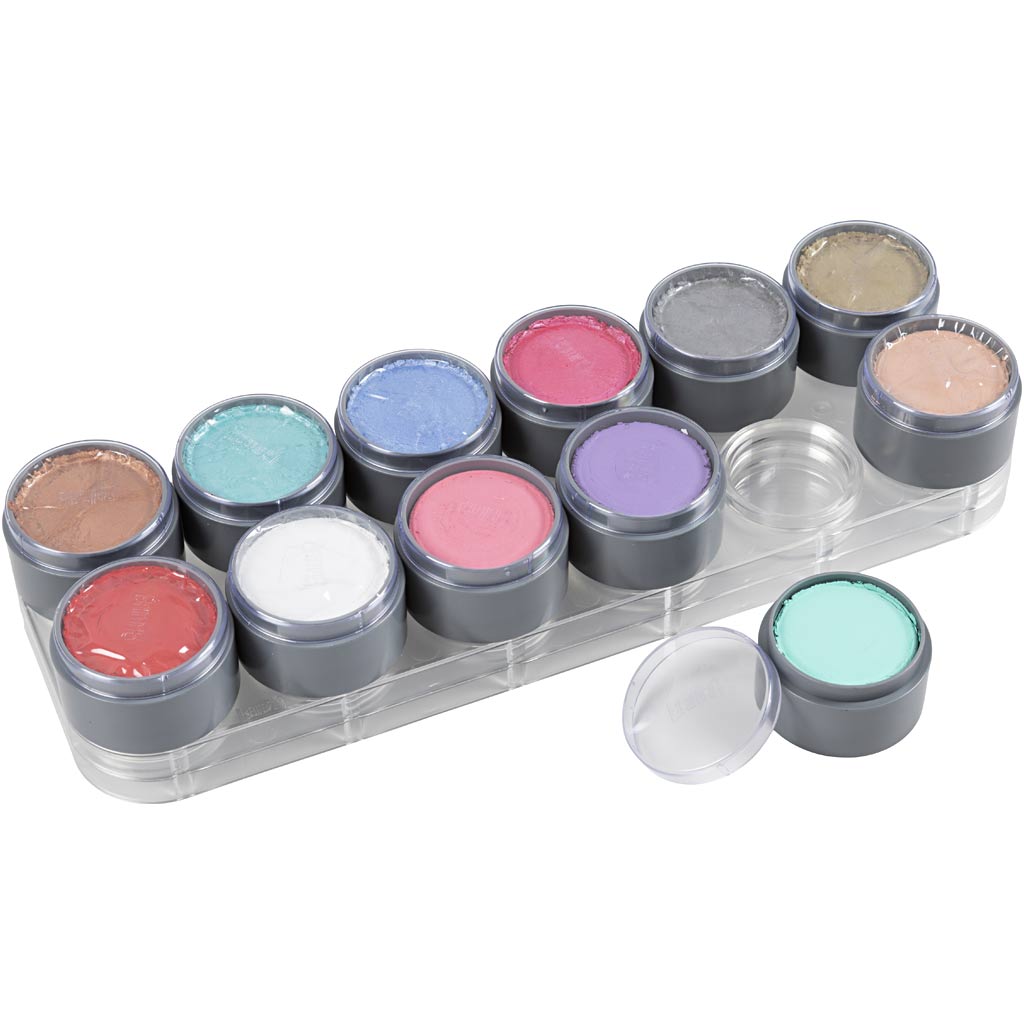 Water-based Face Paint Palette, assorted colours, 12x15 ml/ 1 pc
