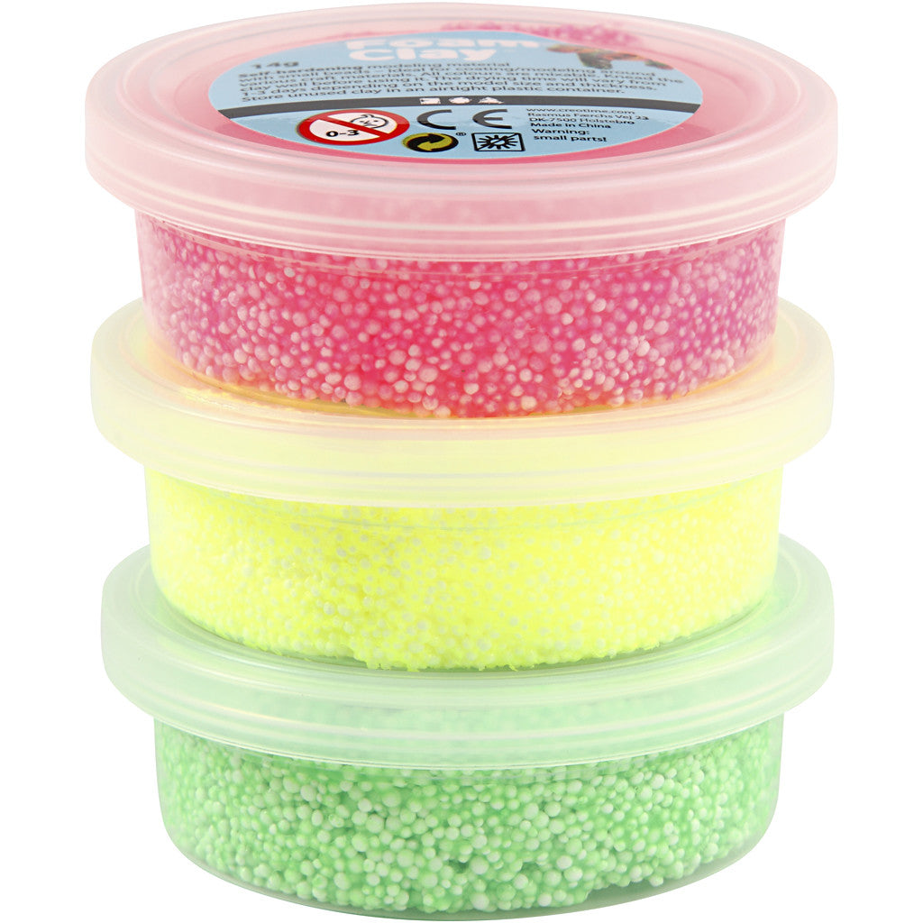 Foam Clay® , verde chiaro, neon pink, giallo neon, 3x14 g/ 1 conf. [HOB-78141]