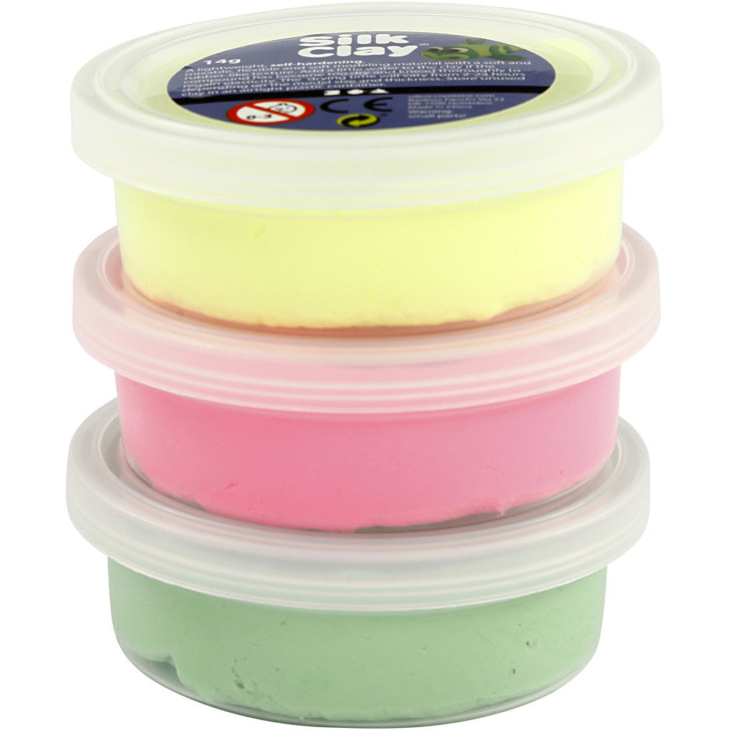 Silk Clay®, verde chiaro, neon pink, giallo neon, 3x14 g/ 1 conf. [HOB-78148]