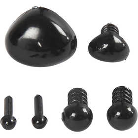Occhi e musi per la modellazione, diam 3+6 mm, misura 8x6+14x11 mm, nero, 20 set/ 1 conf. [HOB-78281]