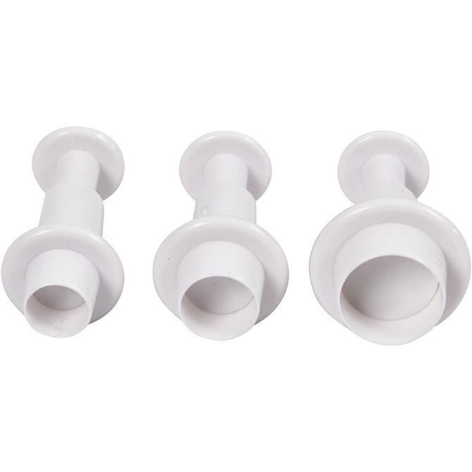 Tagliabiscotti con timbro, cerchio, diam 1,1+1,3+1,7 cm, bianco, 3 pz/ 1 conf. [HOB-782876]