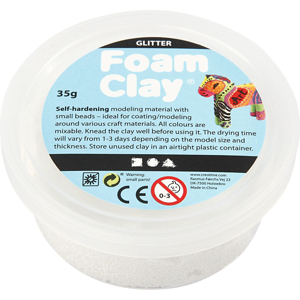 Foam Clay® , glitter, bianco, 35 g/ 1 vasch. [HOB-78813]