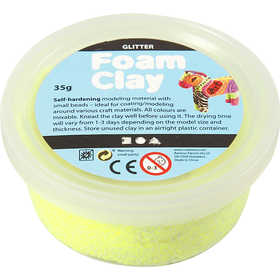 Foam Clay® , glitter, giallo, 35 g/ 1 vasch. [HOB-78864]