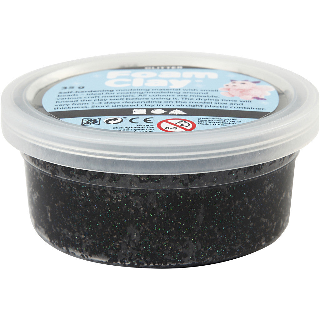 Foam Clay® , nero glitter, 35 g/ 1 vasch. [HOB-788860]