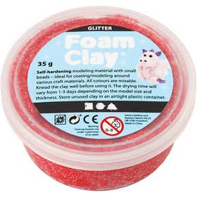 Foam Clay® , glitter, rosso, 35 g/ 1 vasch. [HOB-788870]