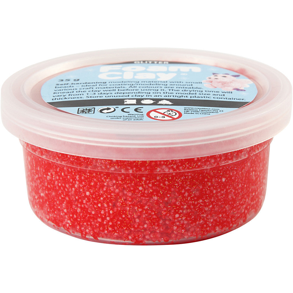 Foam Clay® , glitter, rosso, 35 g/ 1 vasch. [HOB-788870]