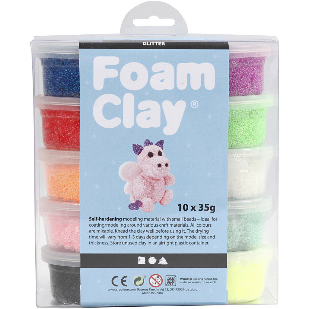 Foam Clay® , glitter, colori asst., 10x35 g/ 1 conf. [HOB-78890]