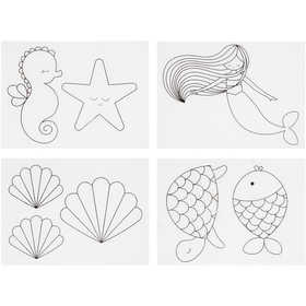 Fogli di plastica restringente con motivi, sirena, foglio 10,5x14,5 cm, spess. 0,3 mm, trasparente opaco, 4 fgl./ 1 conf. [HOB-790712]