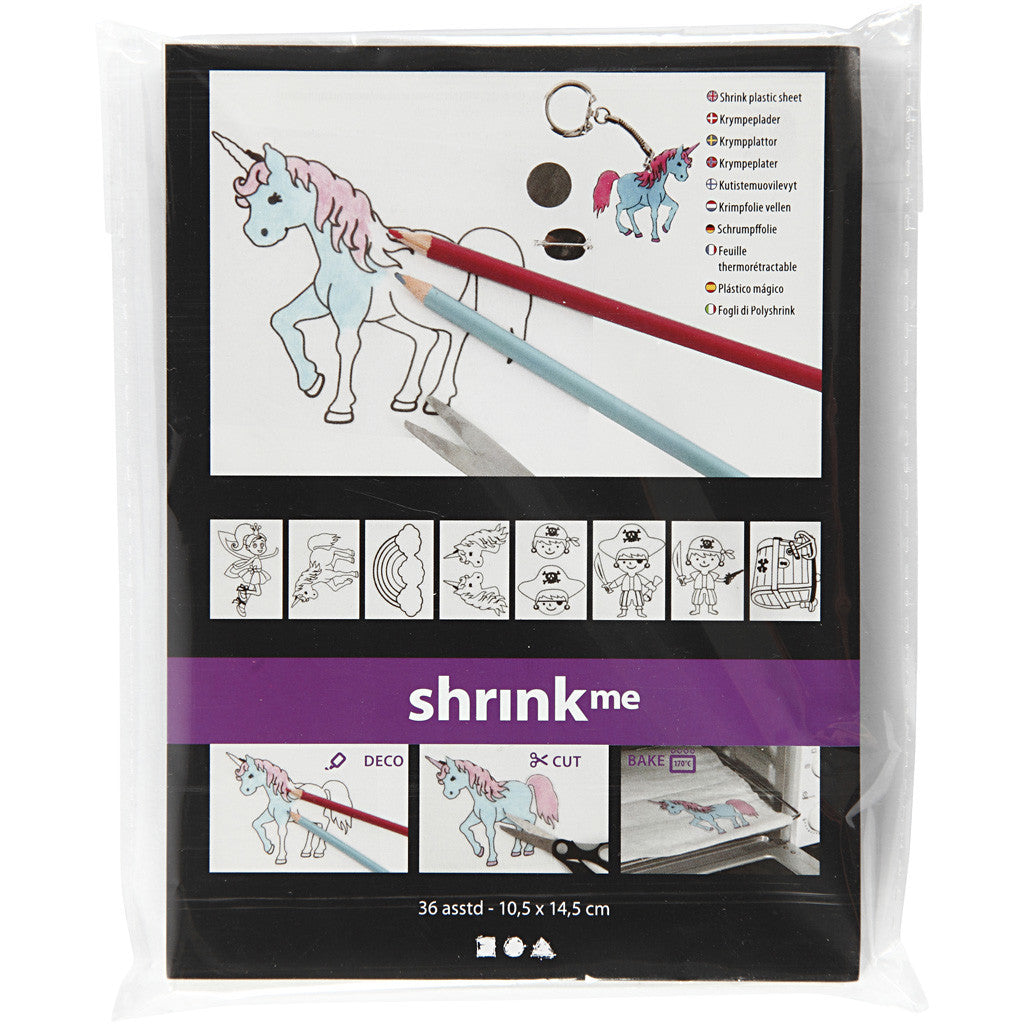 Fogli di plastica restringente con motivi, foglio 10,5x14,5 cm, spess. 0,3 mm, 36 fgl./ 1 conf. [HOB-79072]