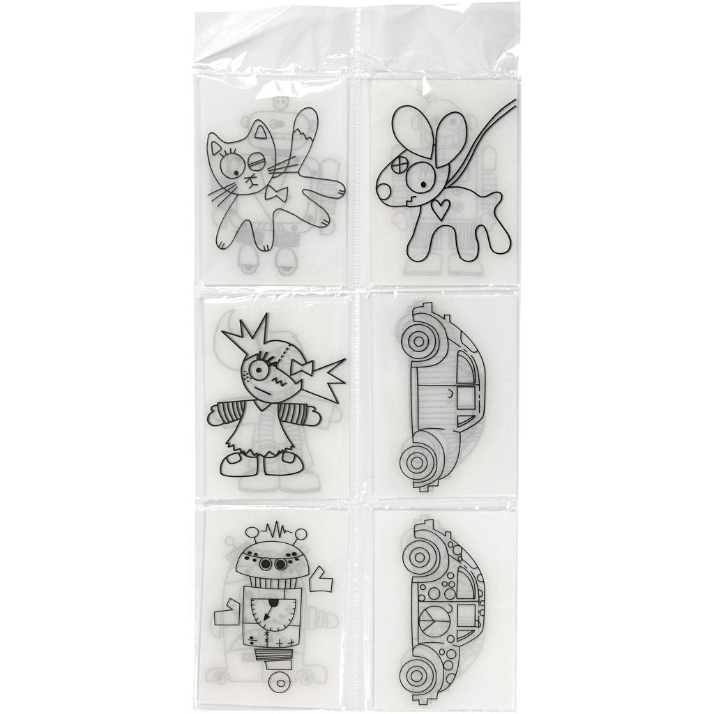 Fogli di plastica restringente con motivi, foglio 10,5x14,5 cm, spess. 0,3 mm, trasparente opaco, 36 fgl./ 1 conf. [HOB-79077]