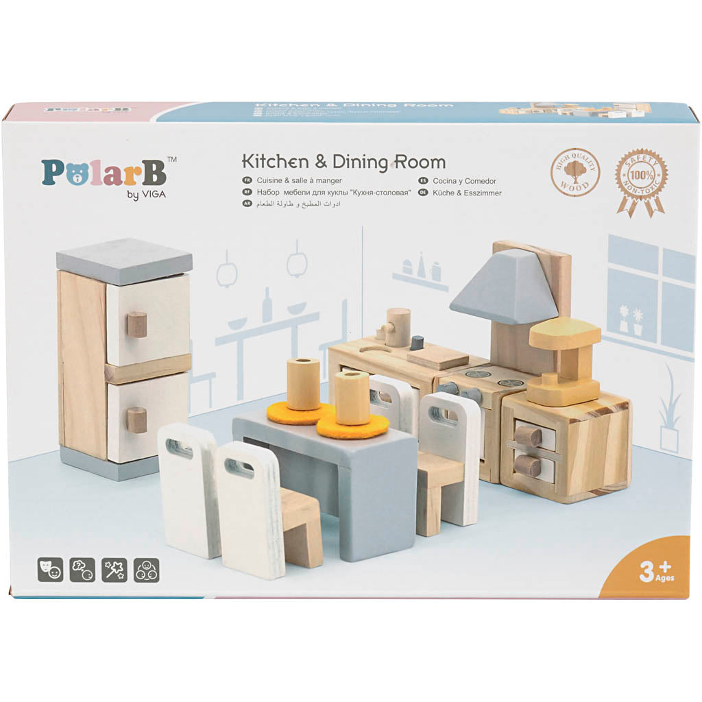 VIGA Mobili per la casa delle bambole, cucina, misura 2x2x7,5 cm, 9 parti/ 1 set [HOB-906693]