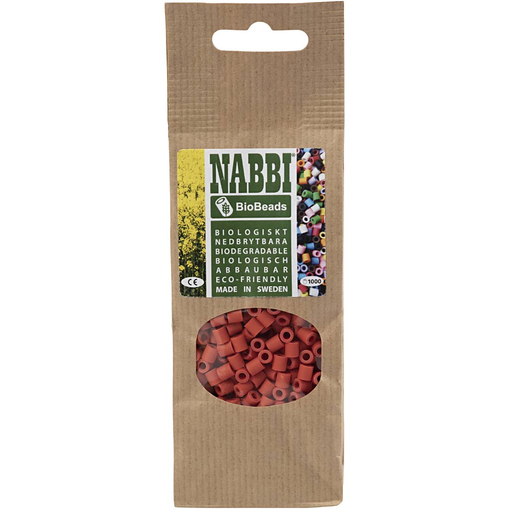 Perline NABBI BioBeads, misura 5x5 mm, misura buco 2,5 mm, medium, rosso chiaro, 1000 pz/ 1 conf. [HOB-9067646]