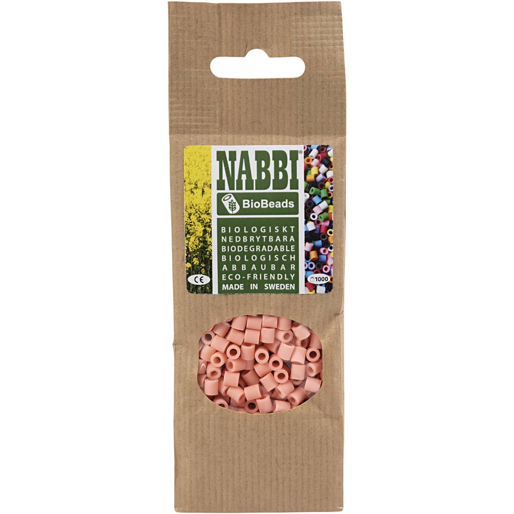 Perline NABBI BioBeads, misura 5x5 mm, misura buco 2,5 mm, medium, salmon (051), 1000 pz/ 1 conf. [HOB-9067648]