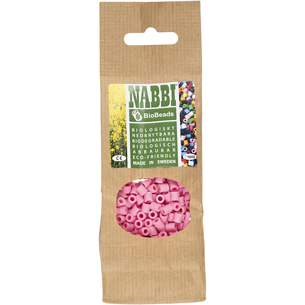 Perline NABBI BioBeads, misura 5x5 mm, misura buco 2.5 mm, medium, rosato, 1000 pz/ 1 conf. [HOB-9067760]
