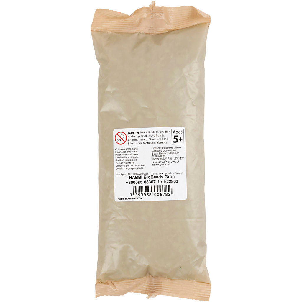 Perline NABBI BioBeads, misura 5x5 mm, misura buco 2.5 mm, medium, verde, 3000 pz/ 1 conf. [HOB-906780]