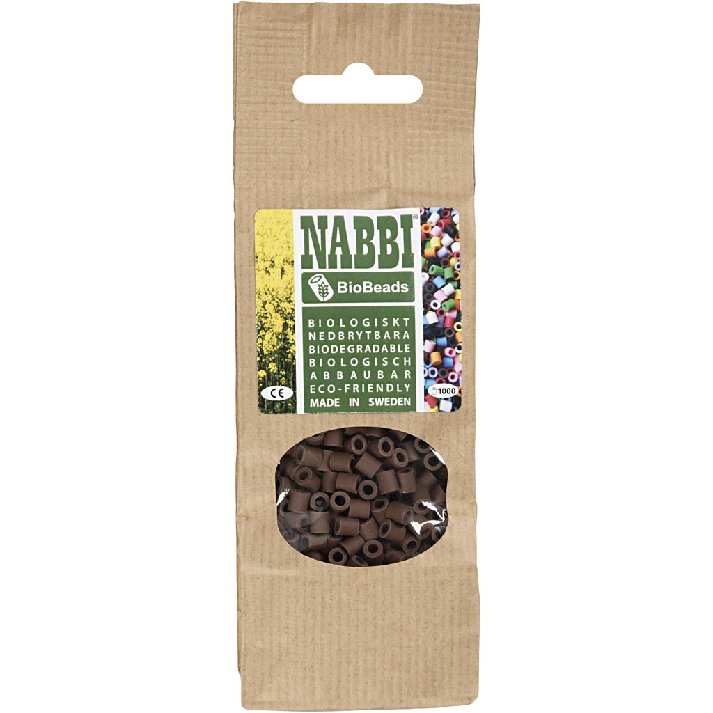 Perline NABBI BioBeads, misura 5x5 mm, misura buco 2.5 mm, medium, marrone, 1000 pz/ 1 conf. [HOB-9067810]
