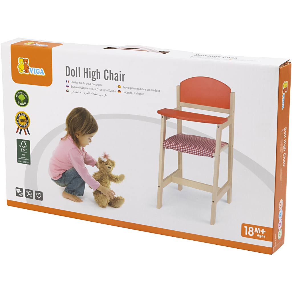 Seggiolone per bambole in legno VIGA, misura 29x31x60 cm, 1 pz [HOB-907666]