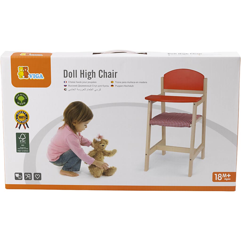 Seggiolone per bambole in legno VIGA, misura 29x31x60 cm, 1 pz [HOB-907666]