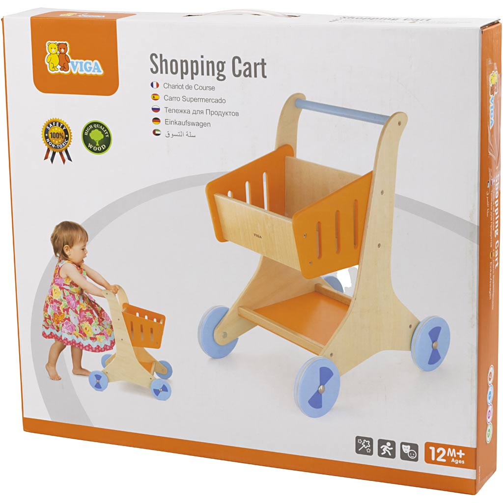 Carrello spesa in legno VIGA, misura 48x30x41,5 cm, 1 pz [HOB-907670]