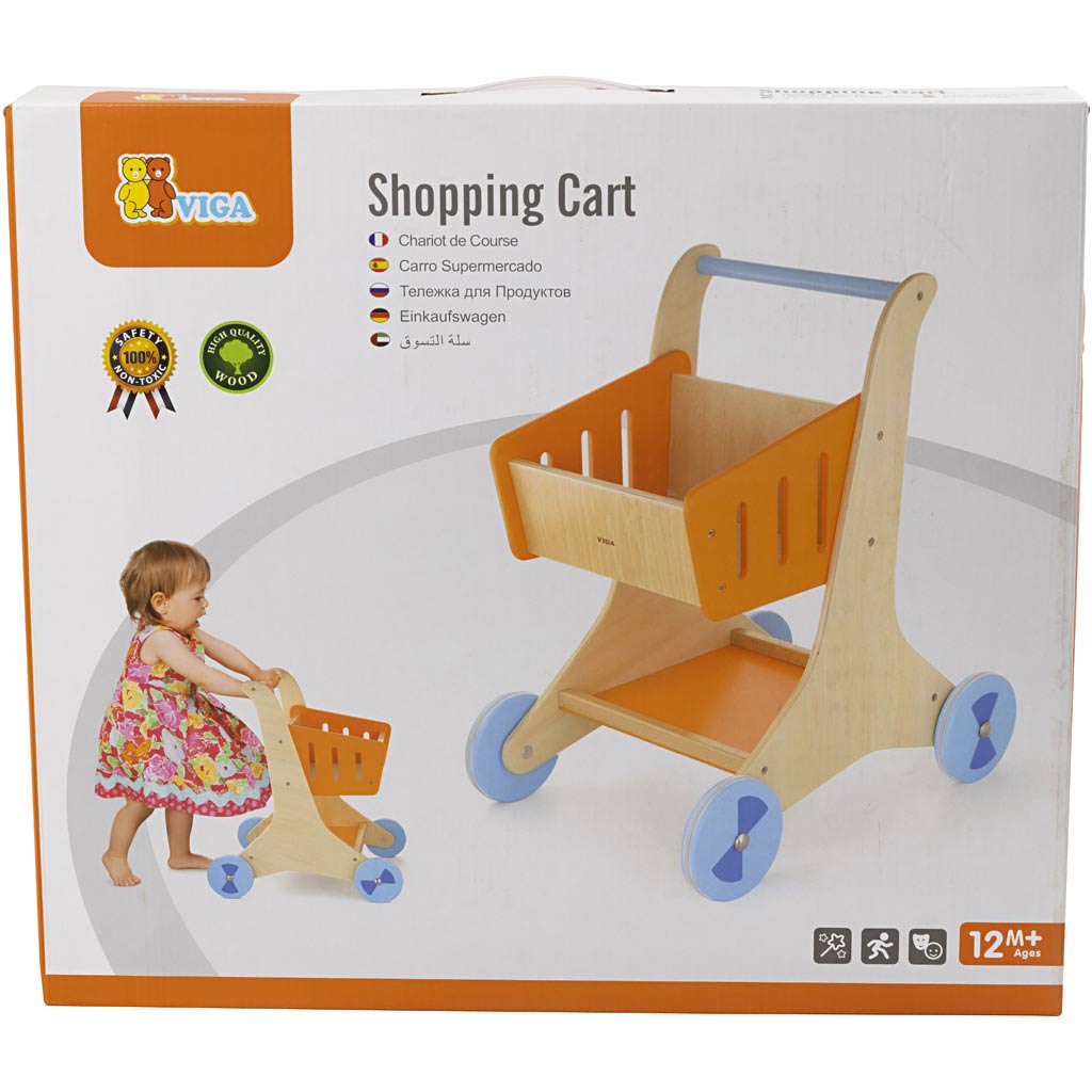 Carrello spesa in legno VIGA, misura 48x30x41,5 cm, 1 pz [HOB-907670]