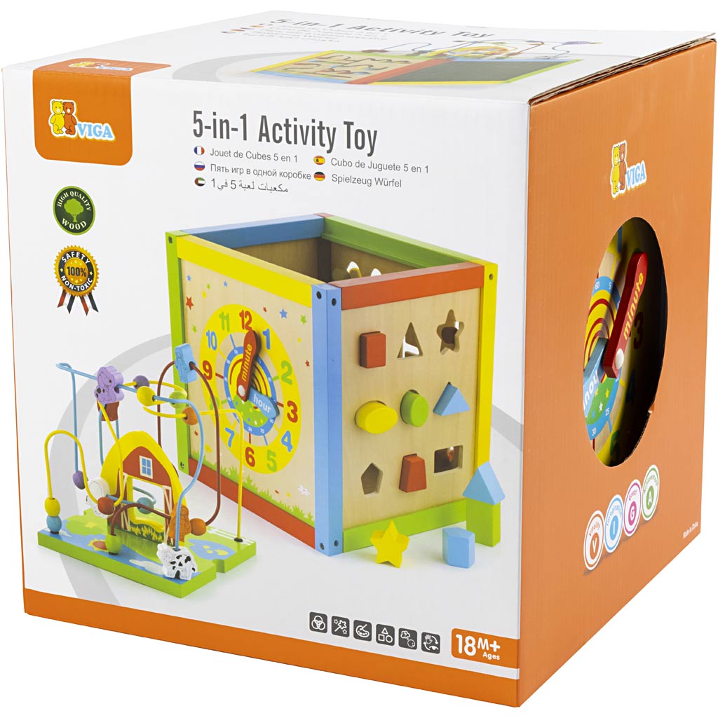 Cubo di gioco VIGA 5-in-1, misura 30x30x55 cm, 1 pz [HOB-907759]