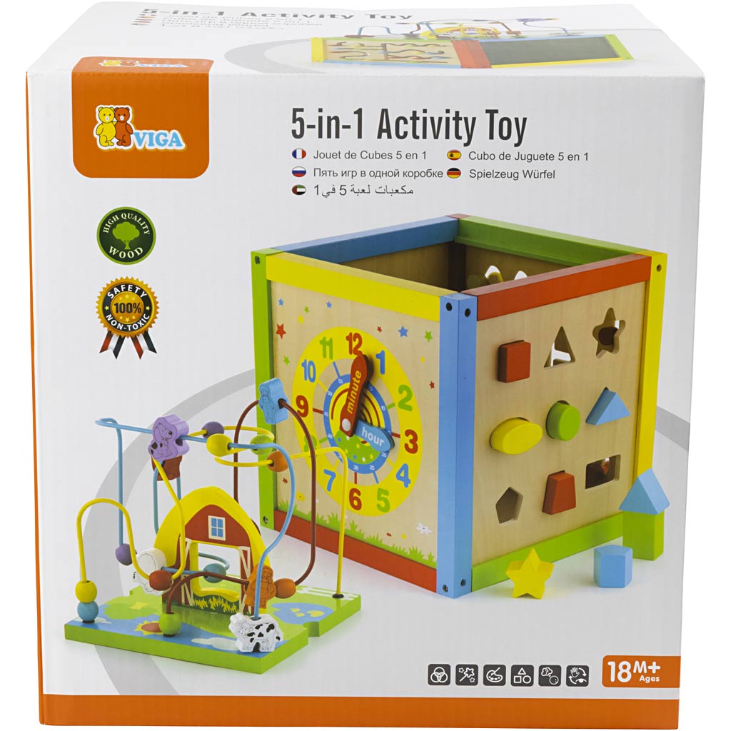 Cubo di gioco VIGA 5-in-1, misura 30x30x55 cm, 1 pz [HOB-907759]