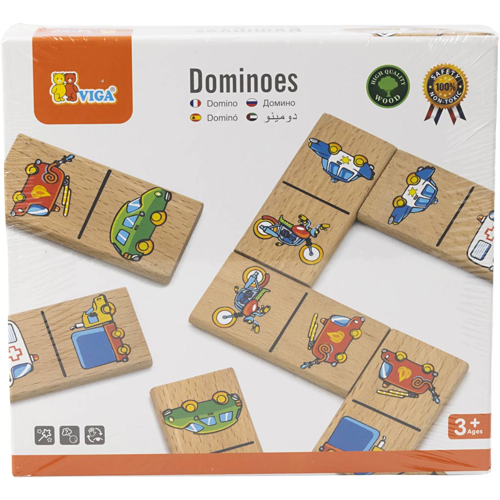 Domino VIGA per bambini, veicoli, 28 pezzi, 1 pz [HOB-907781]