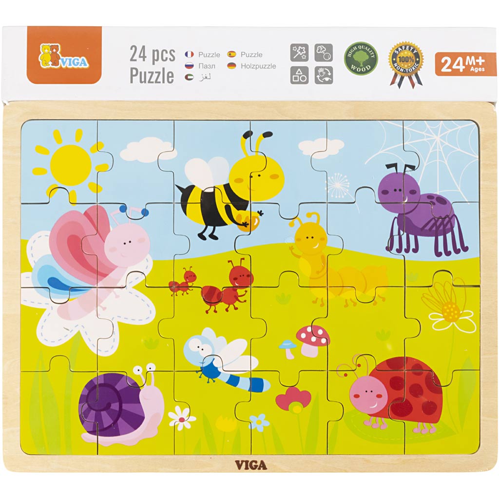 Puzzle in legno VIGA, misura 30x22,5 cm, 24 pezzi, 1 pz [HOB-907790]