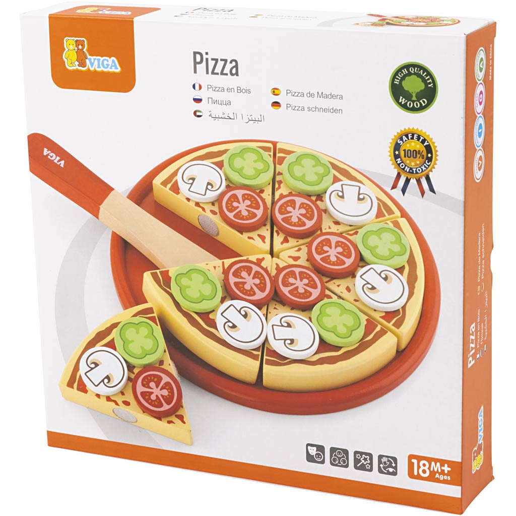 Pizza da gioco in legno VIGA, misura 23x3,5 cm, 1 pz [HOB-907795]