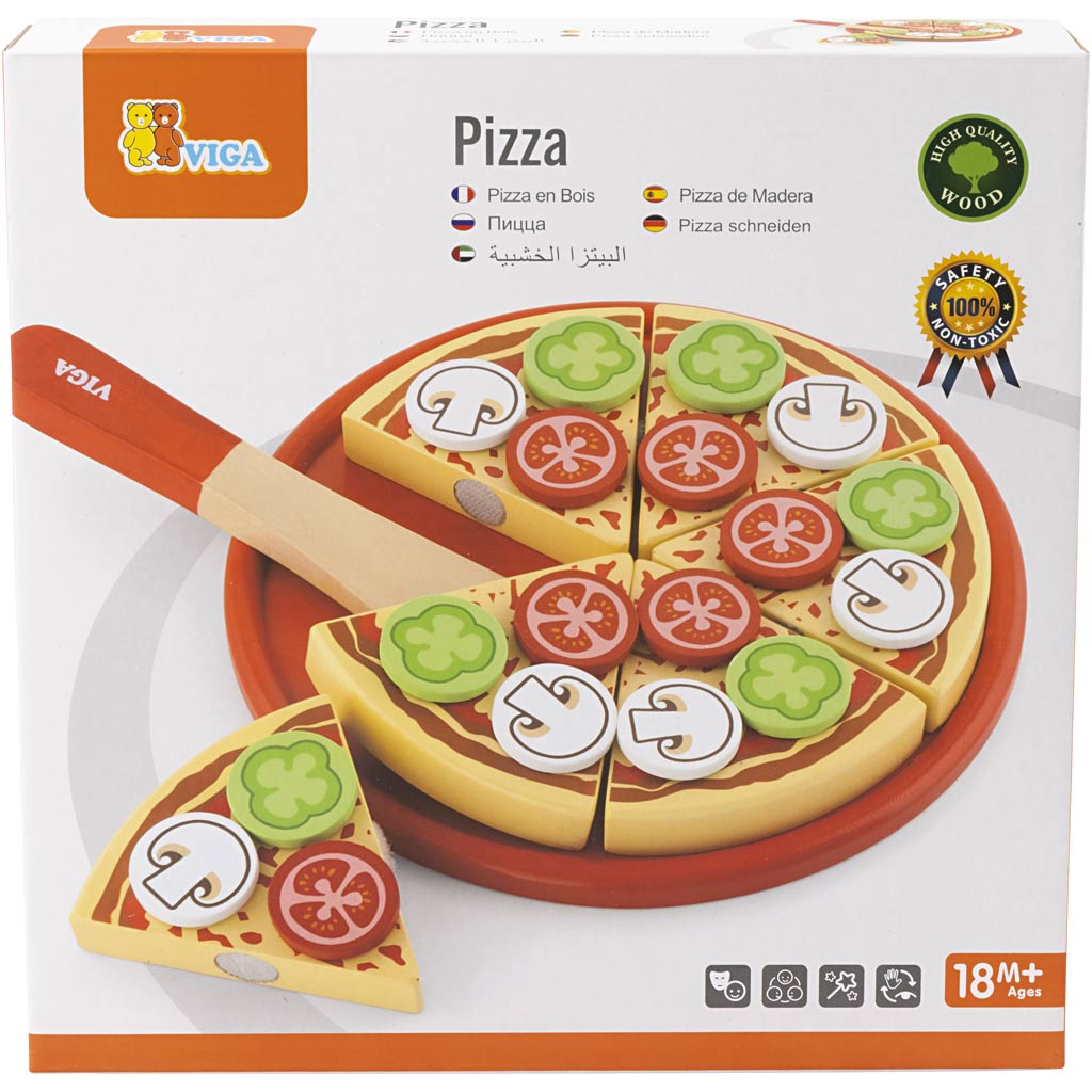 Pizza da gioco in legno VIGA, misura 23x3,5 cm, 1 pz [HOB-907795]