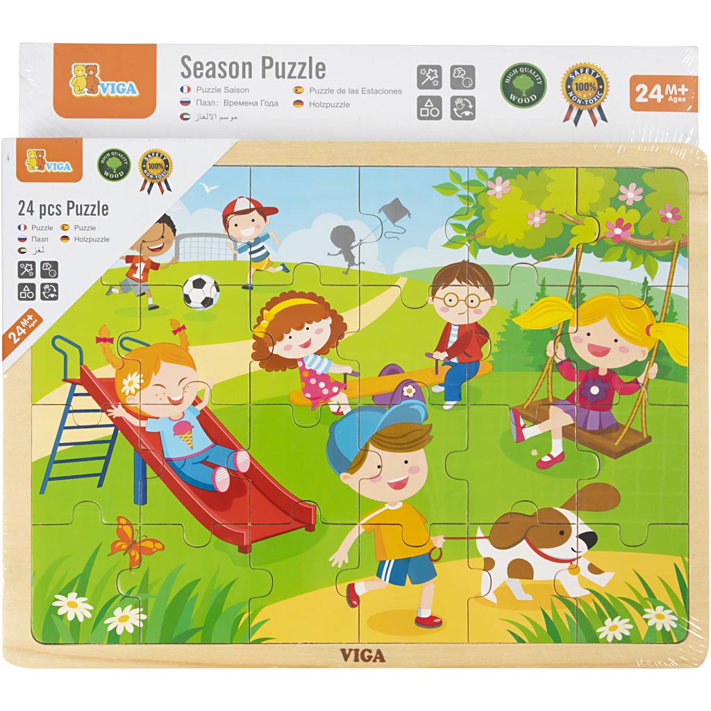 Puzzle di legno VIGA, misura 22,5x30 cm, 4x24 pezzi, 4 pz/ 1 conf. [HOB-907873]