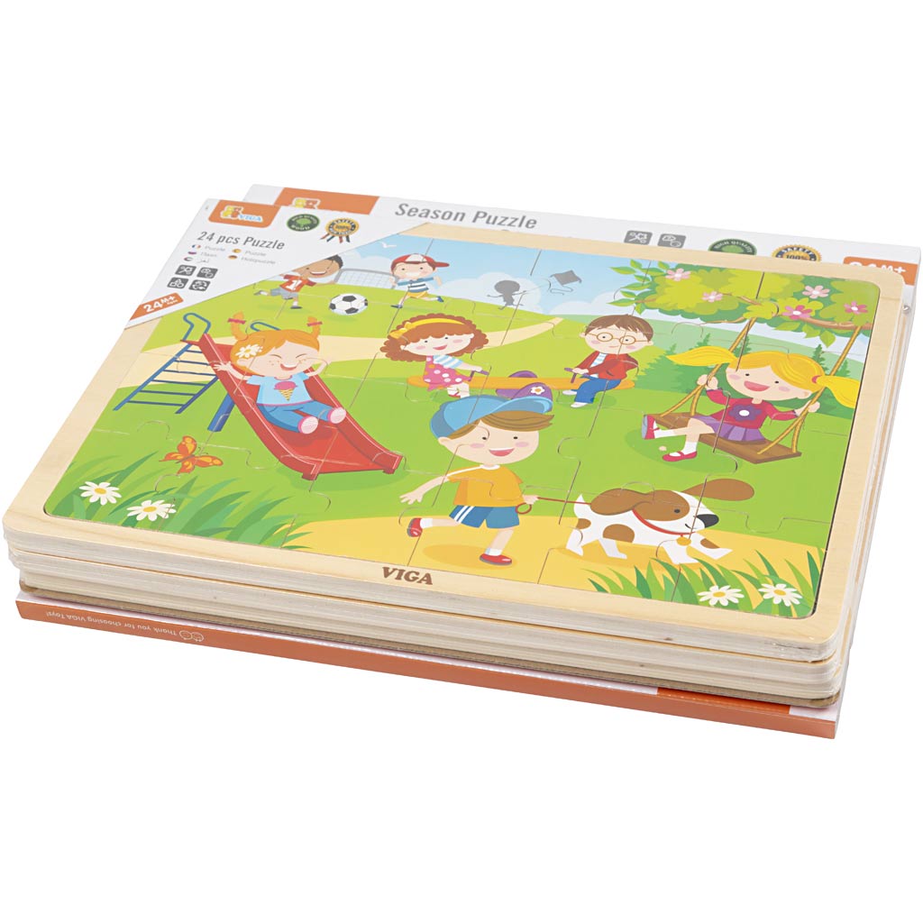 Puzzle di legno VIGA, misura 22,5x30 cm, 4x24 pezzi, 4 pz/ 1 conf. [HOB-907873]