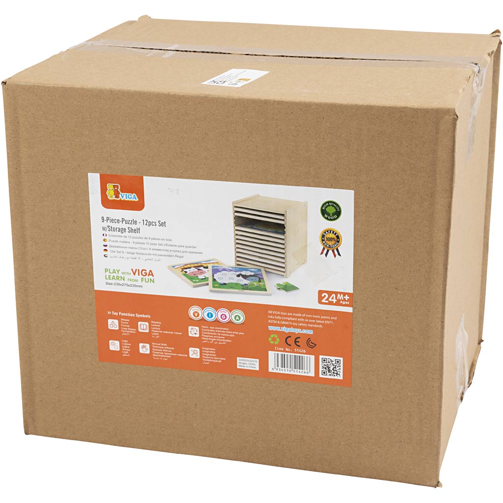 Porta puzzle VIGA con 12 puzzle, misura 23x27,5x23,5 cm, 12X9 pezzi, 12 parti/ 1 set [HOB-908539]