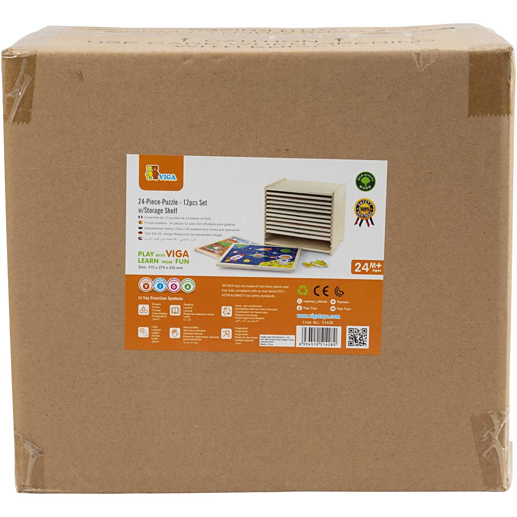 Porta puzzle VIGA con 12 puzzle, H: 275, L: 315 mm, L: 235 mm, misura 31x27x23 cm, 12X24 pezzi, 12 parti/ 1 set [HOB-908540]