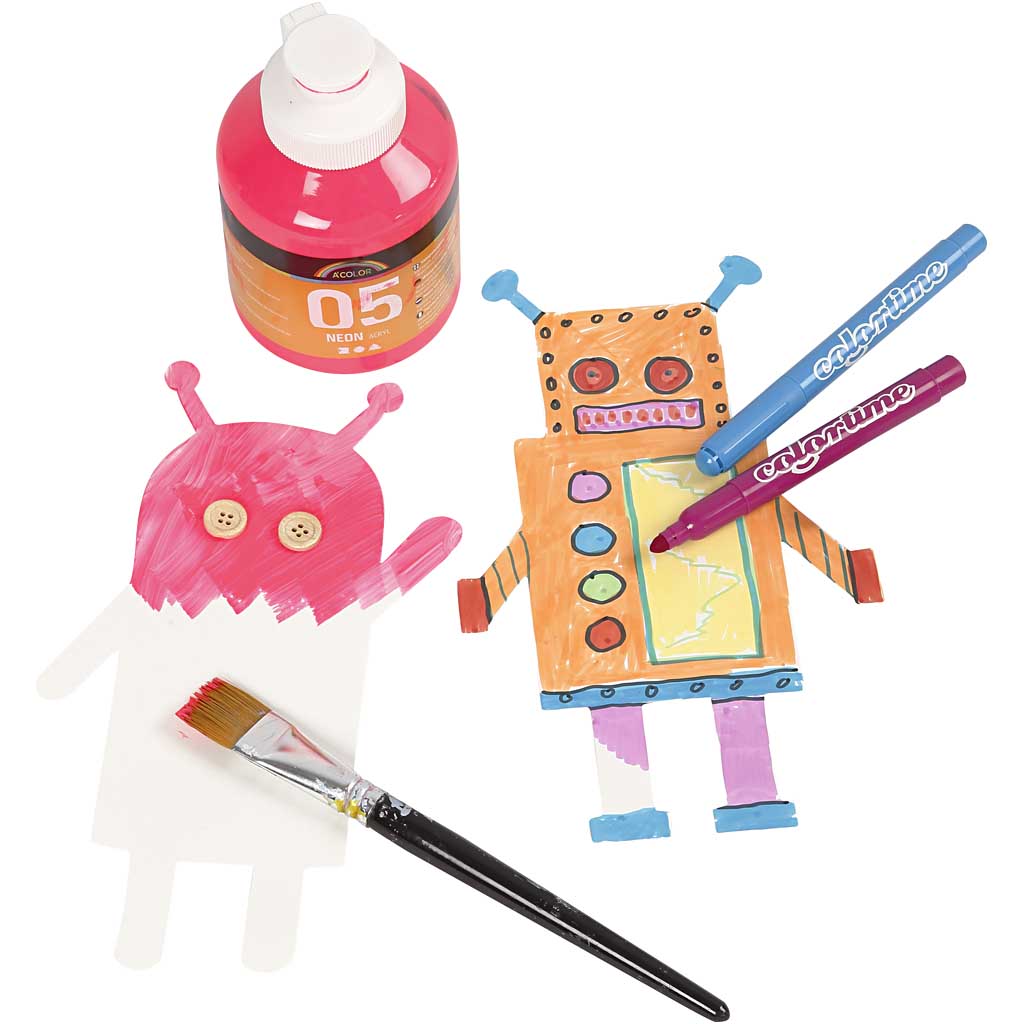 Robots, H: 22,5-24 cm, L: 15-16 cm, 230 g, bianco, 16 pz/ 1 conf. [HOB-95207]